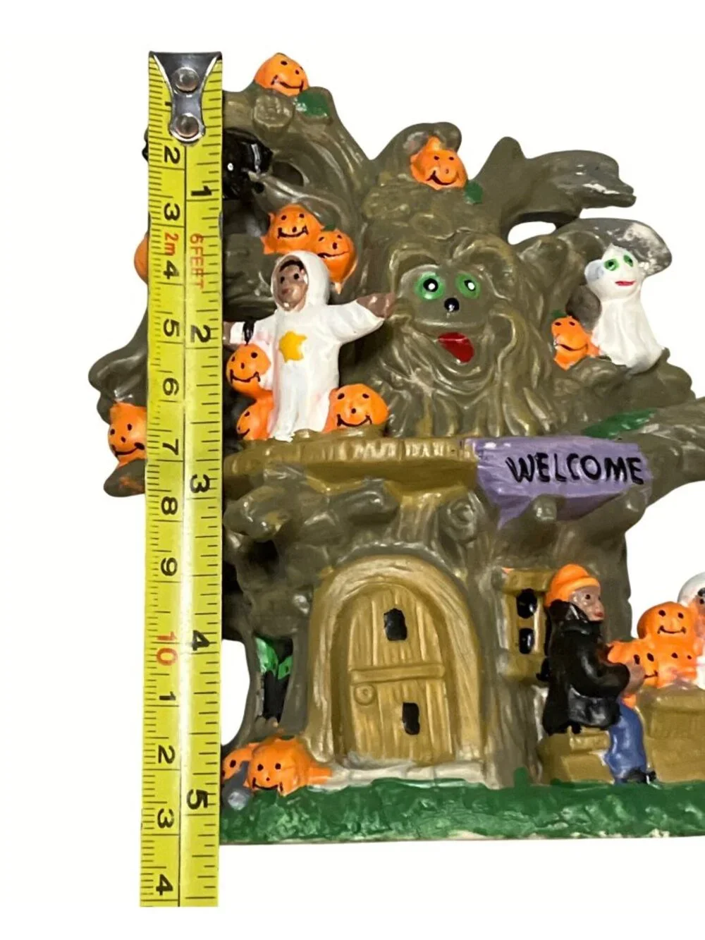 Halloween Tree Figurine With Pumpkins and Ghosts Welcome Sign - Picture 14 of 16